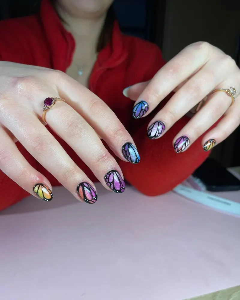 Stained glass effect nail art by Gabriela